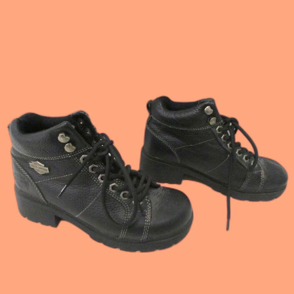 Harley-Davidson Black Leather Tyler Motorcycle Boots - Size 6